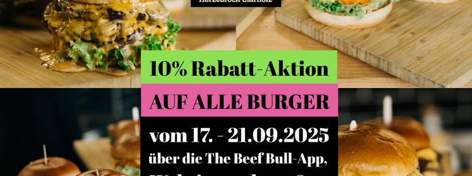 Burger-Fans aufgepasst – Jetzt wird’s saftig! 10 % Rabatt auf alle Burger bei The Beef Bull – nur bis zum 21.09.2025!