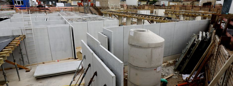 Großbaustelle in Mondorf: Betonfertigelemente verändern die Sicht
