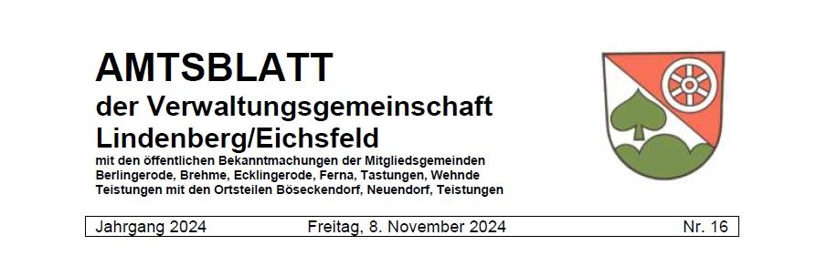 Amtsblatt der VG Lindenberg/Eichsfeld