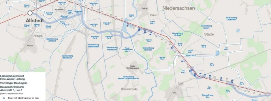 Baustart der Elbe-Weser-Leitung zwischen Alfstedt und Dollern