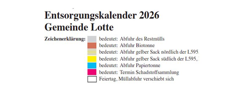 Entsorgungskalender der Gemeinde Lotte 2026