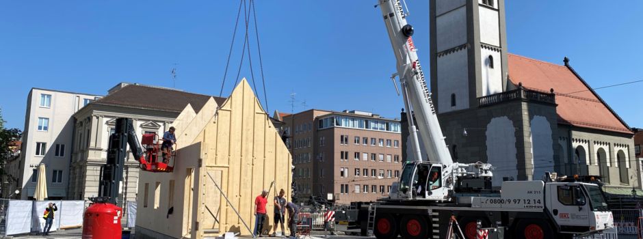 Neues auf dem Rathausplatz: Ein Jubiläums-Pavillon und ein stummer Perlachturm