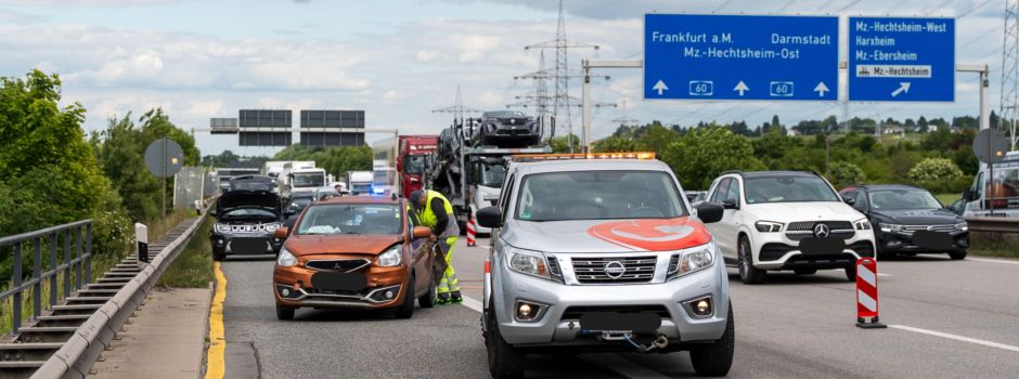 Kilometerlanger Stau nach Unfall auf A60 bei Mainz