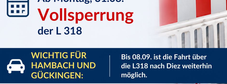 VG Diez zur: 🚧 Sanierung der L 318: Vollsperrung ab 31. August 🚧