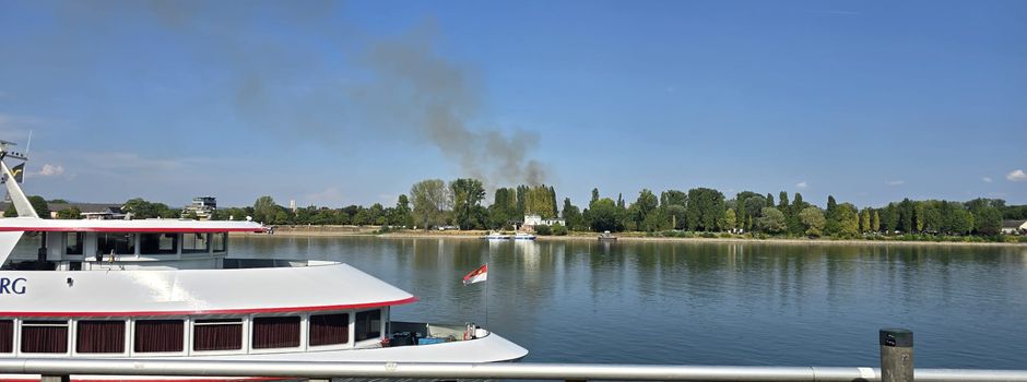 Flächenbrand an der Reduit in Mainz-Kastel: Feuerwehr Wiesbaden im Einsatz