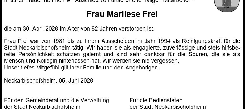 Abschied von Marliese Frei