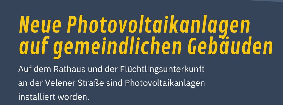 Neue Photovoltaikanlagen auf gemeindlichen Gebäuden
