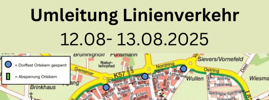 Umleitung der Busse an Dullen Dienstag