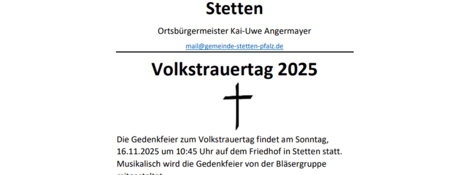 Gedenkfeier zum Volkstrauertag in Stetten