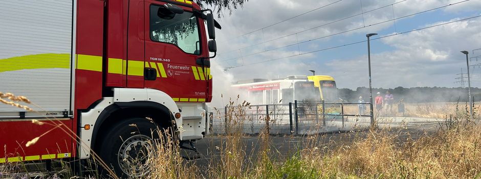 Feuer an Mainzer Straßenbahnhaltestelle