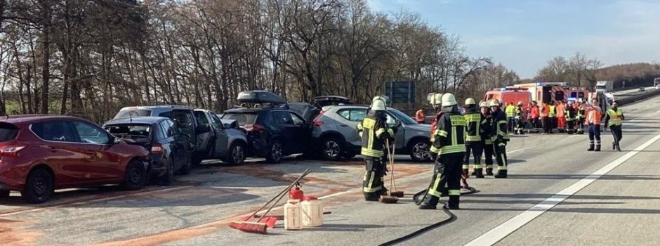 Massenkarambolage mit acht Verletzten auf A3 bei Wiesbaden