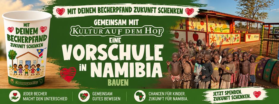 Becherpfand für den guten Zweck: „Kultur auf dem Hof“ spendet 2.300 Euro für Vorschule in Namibia