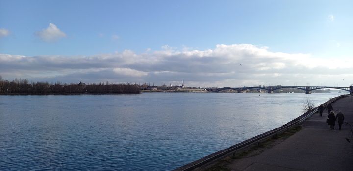 Großeinsatz am Rheinufer in Mainz: Mann schwimmt im Wasser