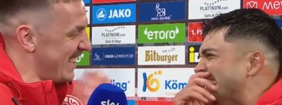 Mainz-05-Stars mit Lachanfall bei TV-Interview