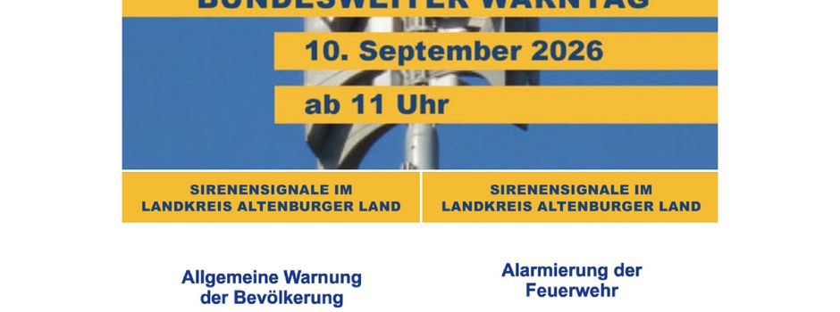 Bundesweiter Warntag am 10. September 2026