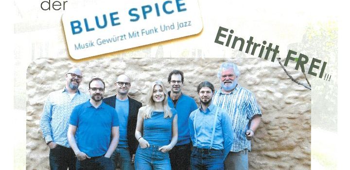 Konzert mit der Gruppe BLUE SPICE am Sonntag, den 06. Juli 2025 um 11 Uhr im Stadtpark Nierstein