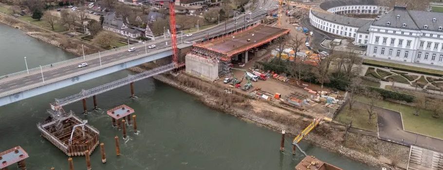Erste Betonarbeiten für neue Pfaffendorfer Brücke in Koblenz