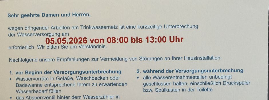 Unterbrechung der Wasserversorgung in Tarnow