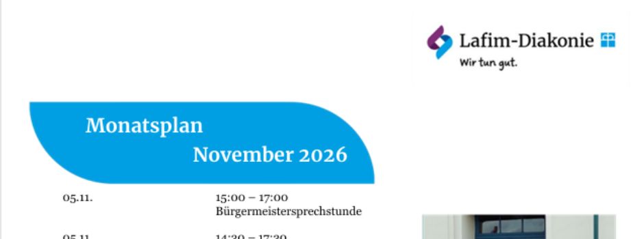 Lafim-Diakonie: Monatsplan November 2026