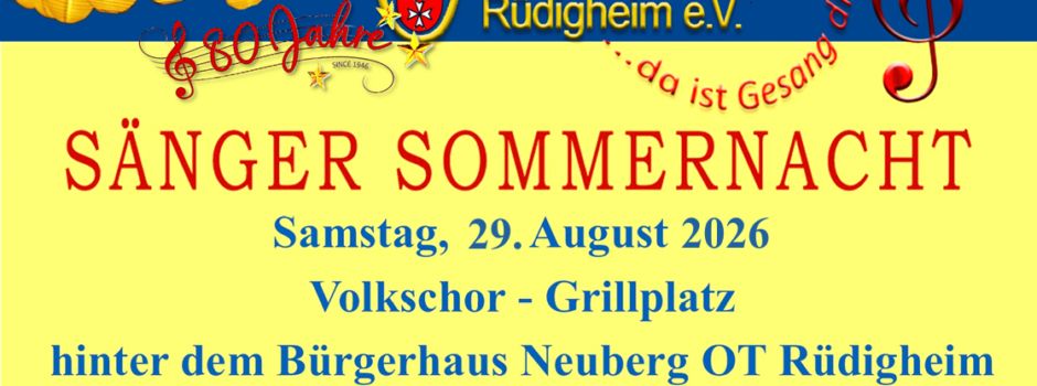 Sängersommernacht am 29.08.2026 beim Volkschor Rüdigheim e.V.