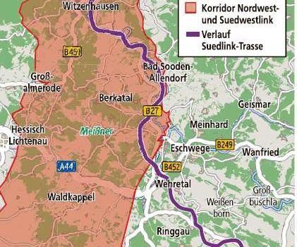 2 neue Megastromtrassen sollen durch die Gemeinde Meißner verlaufen