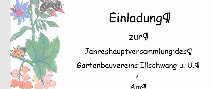Einladung zur Jahreshauptversammlung Gartenbauverein Illschwang u. U. am 29.01.2025 um 19:00 Uhr