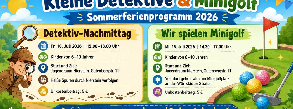 Ferienprogramm Nierstein: Noch freie Plätze für kleine Detektive und Minigolf-Fans