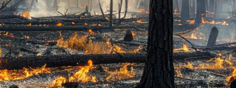 Waldfläche in Brand geraten