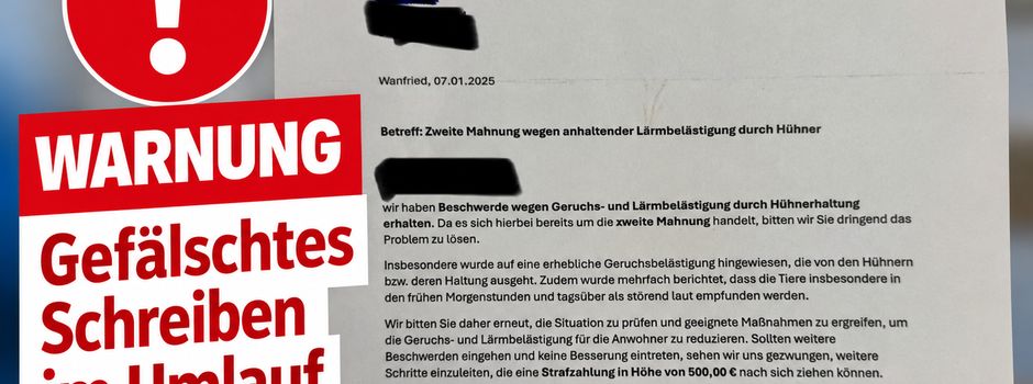 Gefälschtes Schreiben im Umlauf