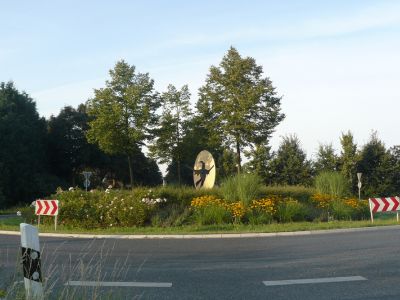 Bauarbeiten am Kreisverkehr in Sevelen