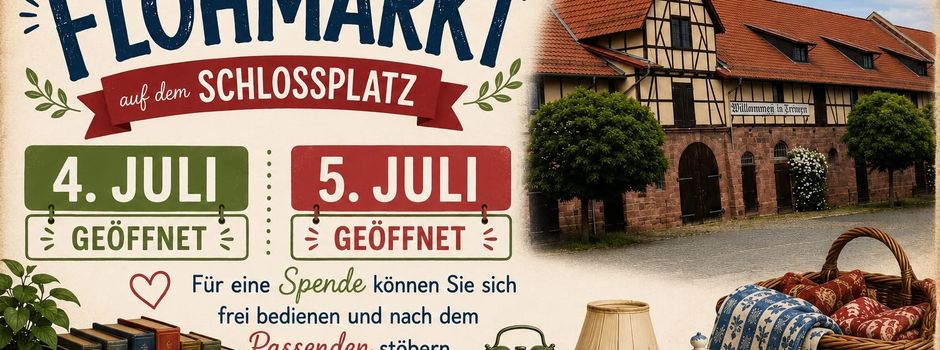 Flohmarkt auf dem Schlossplatz in der Festhalle am 4. und 5. Juli 2026