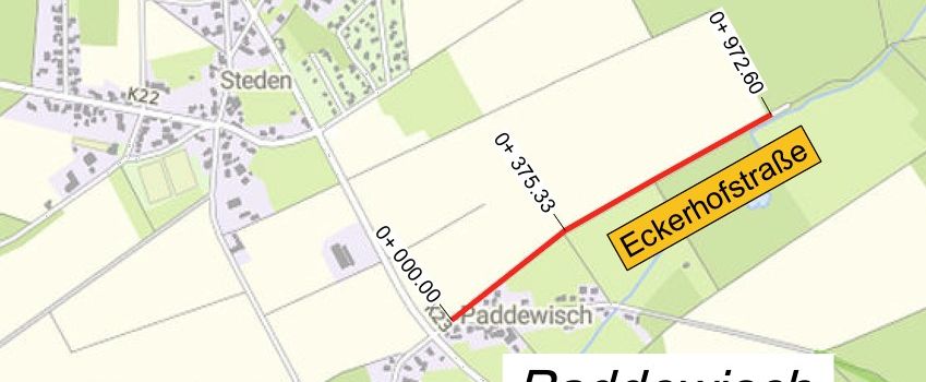 Dorfentwicklung: Förderantrag für die Sanierung der Eckerhofstraße in Paddewisch bewilligt.