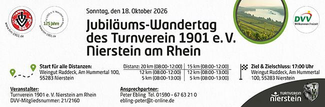 125 Jahre in Bewegung: TV Nierstein lädt zum großen Jubiläums-Wandertag