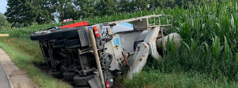 Betonmischer umgekippt