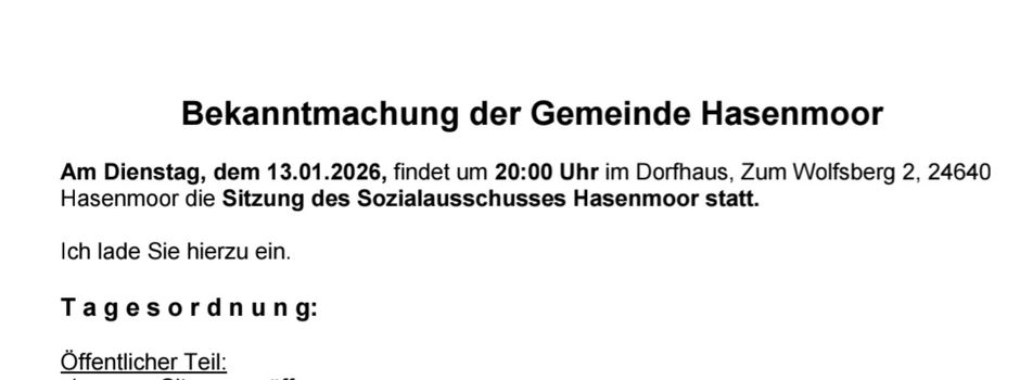 Der Sozialausschuss tagt