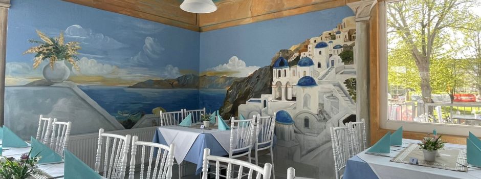 Urlaubsfeeling pur: Das Restaurant Santorini lädt zum Genießen ein