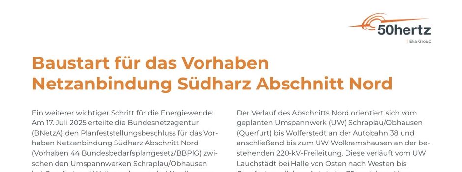 Netzanbindung Südharz