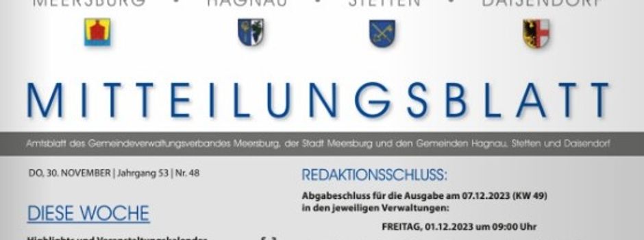 Mitteilungsblatt geht in die Winterpause