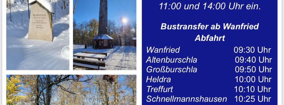 Heiligabend: Bustransfer zum Heldrastein