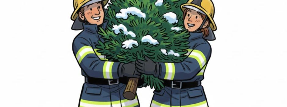 Feuerwehr sammelt Weihnachtsbäume ein