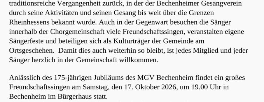 175 Jahre Männergesangsverein 1851  Bechenheim