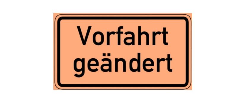 Geänderte Verkehrsführung (Vorfahrt) an der B9-Ausfahrt Rö-Du