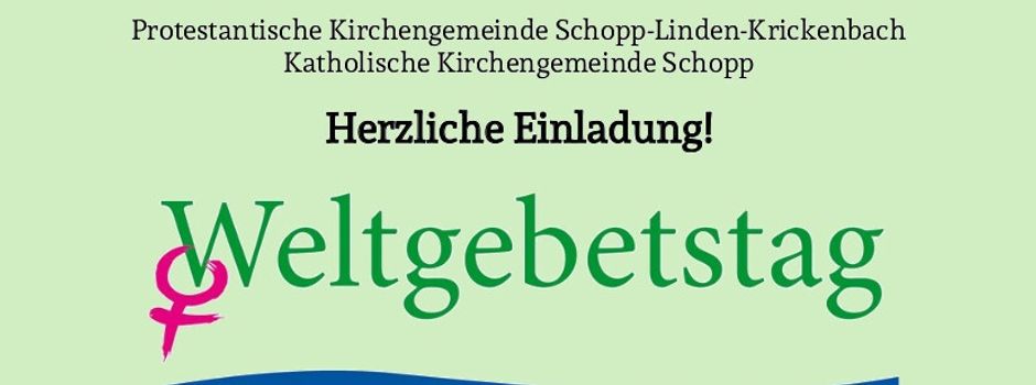 Herzliche Einladung! zum Weltgebetstag am 1. März 2024