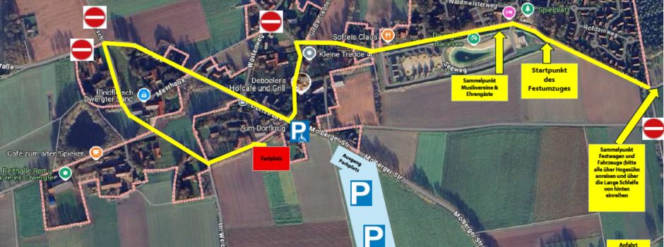 Hinweis zur Straßensperrung zur 750-Jahr-Feier in Dwergte am 20.07.2025