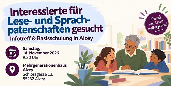 Lese- und Sprachpatenschaften: Ehrenamtliche gesucht!