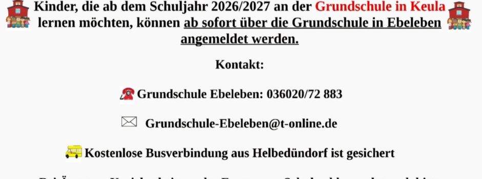 Anmeldung der Grundschüler für die Einschulung 2026