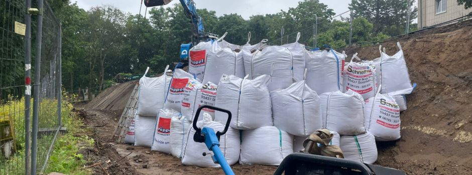 Bombenentschärfung in Mainz: Drei Meter hoher Schutzwall aufgebaut