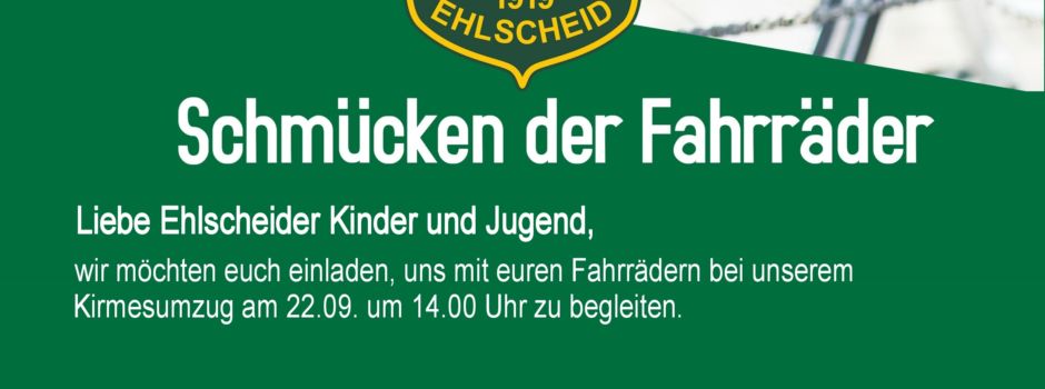 Fahrradschmücken und Zugweg des Kirmesumzuges