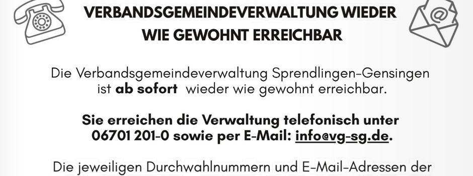 VG wieder wie gewohnt erreichbar
