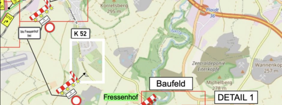 Sperrung K-52 Ochtendung - Kruft ab Mittwochmorgen!